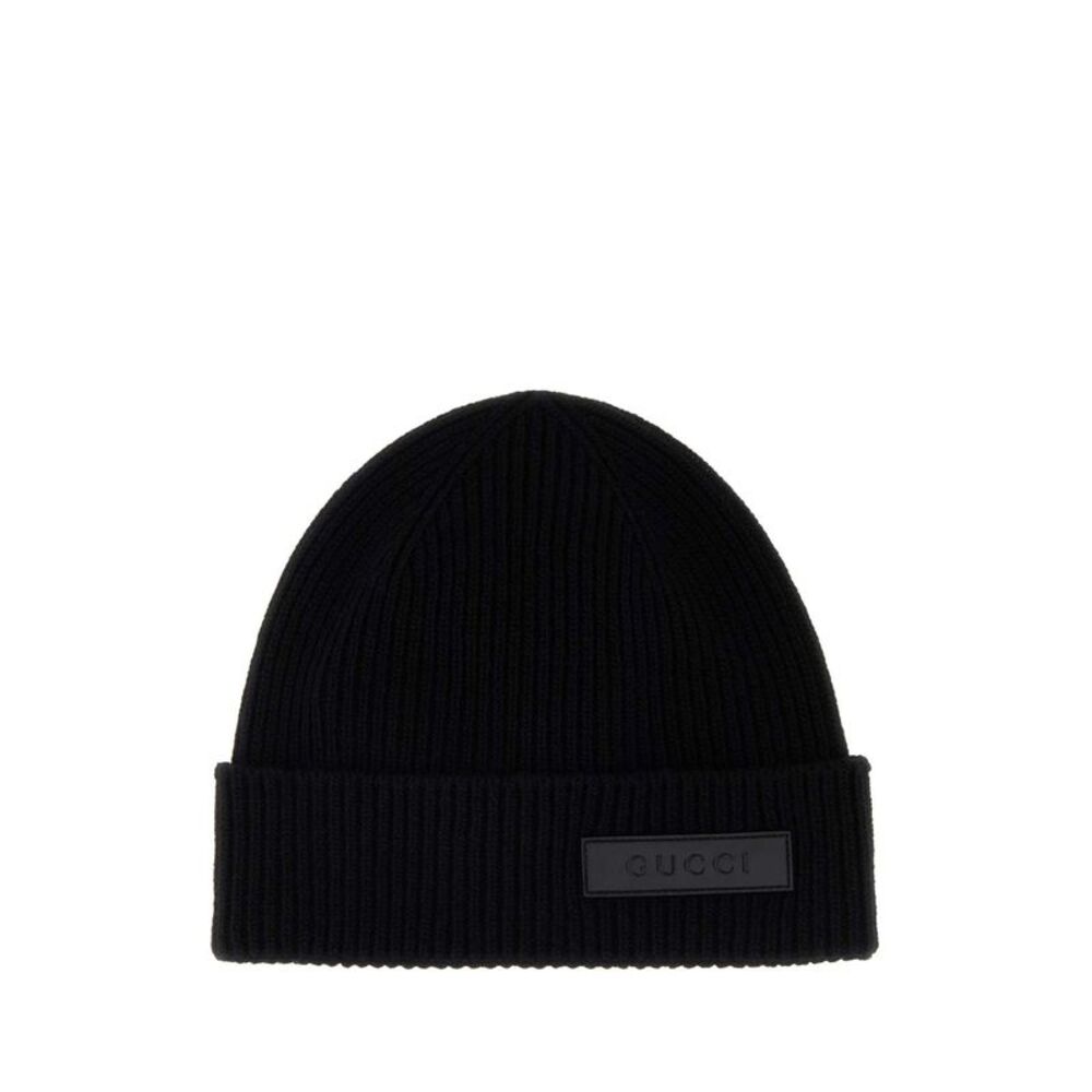 Gucci Men Black Wool Beanie Hat
